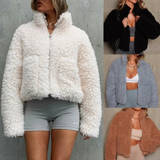 2023 New Women Winter Autumn Long Sleeve Warm Jackets Coats Fashion Fleece Coats